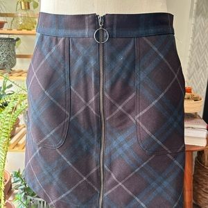 Laundry by Shelli Segal plaid zippered mini skirt size M
